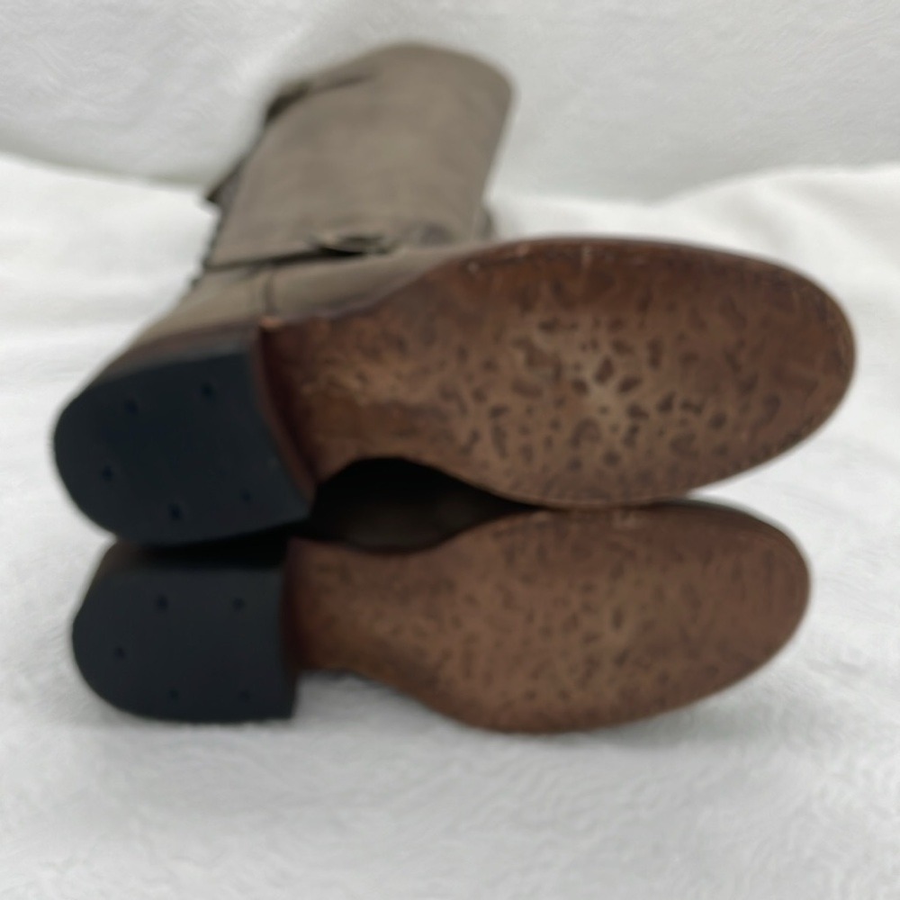 New JOHNNY RINGO Mexico Tall Boots Smoky Brown Genuine Leather Back Zipper - Picture 6 of 14